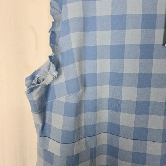 J. Crew Ruffle-trim sheath dress in gingham stretch crepe In Bright Periwinkle - Picture 8 of 13